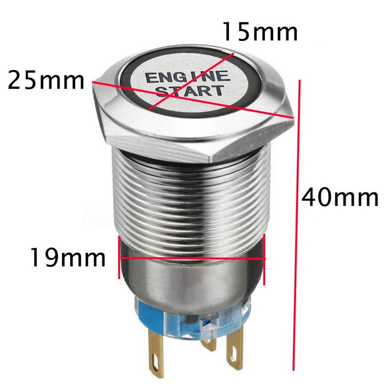 ESUPPORT 12V Car Vehicle Blue LED Light Headlight Push Button Metal Toggle Switch Socket Plug 19mm Engine Start - Image 5